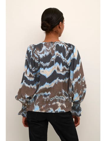 Kaffe Bluse "Susana" in Dunkelbraun/ Hellblau