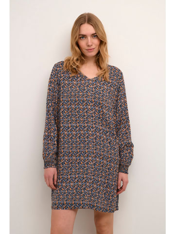 Cream Jurk "Tiah" blauw/oranje