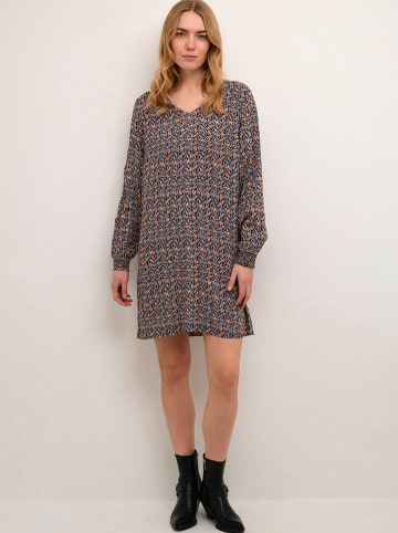 Cream Jurk "Tiah" blauw/oranje