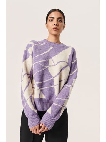 Soaked in Luxury Sweter "Rakel" w kolorze fioletowo-kremowym