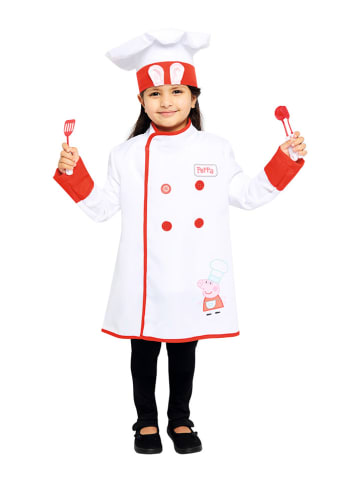 Carnival Party 5-delig kostuum "Peppa Chef" wit/rood