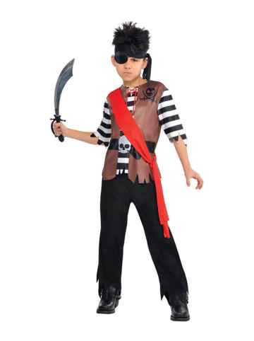 amscan 4-delig kostuum "Ahoy Captain" zwart/rood