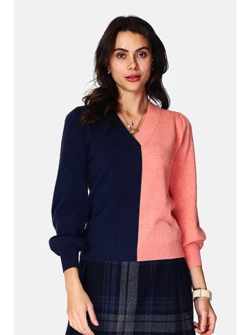 ASSUILI Trui donkerblauw/abrikooskleurig
