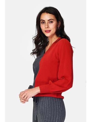 ASSUILI Sweter w kolorze czerwono-szarym