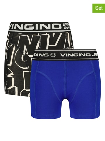 Vingino 2er-Set: Boxershorts "Logo" in Schwarz/ Blau