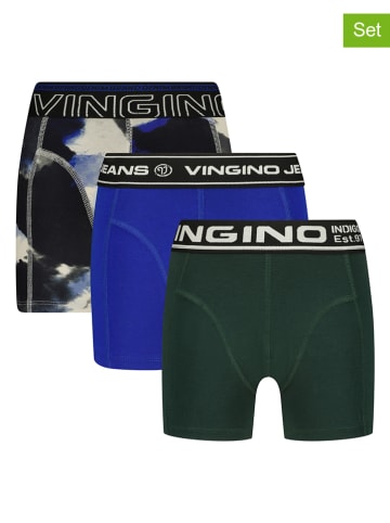 Vingino 3er-Set: Boxershorts in Blau/ Grün
