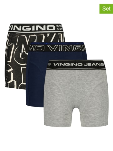 Vingino 3-delige set: boxershorts "Logo" donkerblauw/zwart/grijs