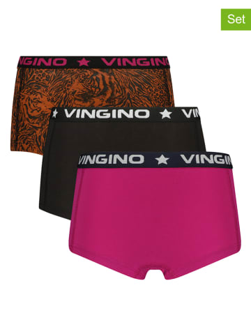 Vingino 3er-Set: Boxershorts in Braun/ Pink/ Schwarz