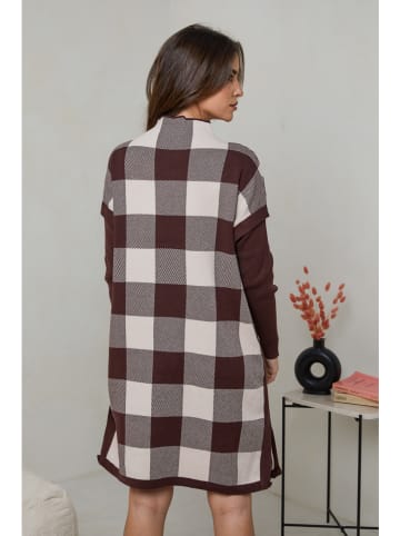 Soft Cashmere Gebreide jurk bruin/crème