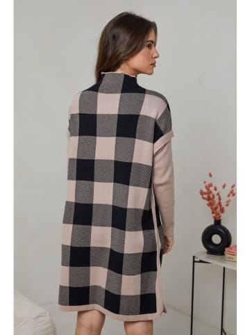 Soft Cashmere Gebreide jurk zwart/beige