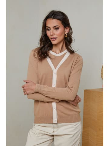 Soft Cashmere 2tlg. Outfit in Camel/ Weiß