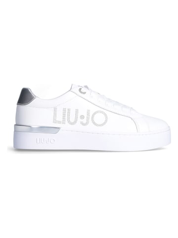 Liu Jo Skórzane sneakersy w kolorze srebrno-białym