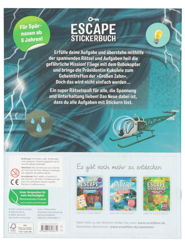ars edition Rätselbuch Escape-Stickerbuch - Im Auge des Sturms:Löse den Fall mit Stickern