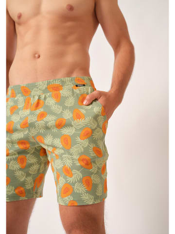 Skiny Szorty dresowe w kolorze zielono-pomarańczowym