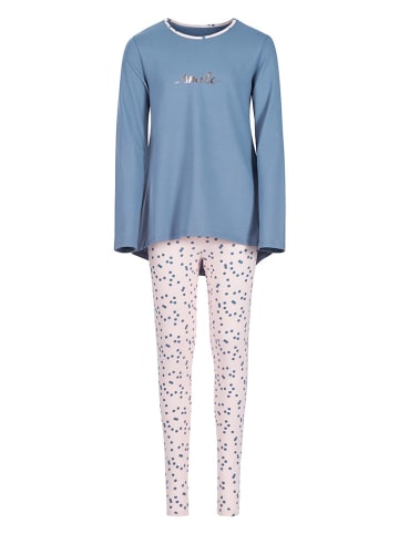 Skiny Piżama w kolorze jasnoróżowo-niebieskim