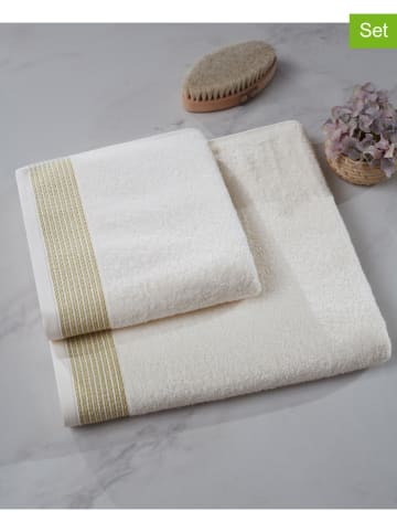 Colorful Cotton 2-częściowy zestaw ręczników "Colourful Ivory" w kolorze kremowym
