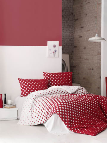 Colorful Cotton Renforcé beddengoedset "Puanline" wit/rood