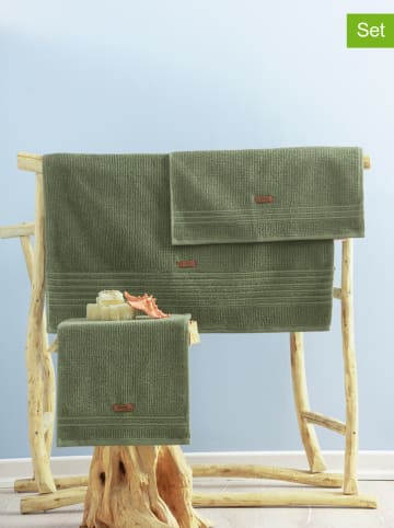 Colorful Cotton 3-częściowy zestaw ręczników "Wellness" w kolorze zielonym