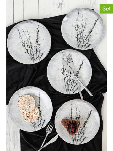 Hermia 6-delige set: dessertborden wit/zwart - Ø 20 cm