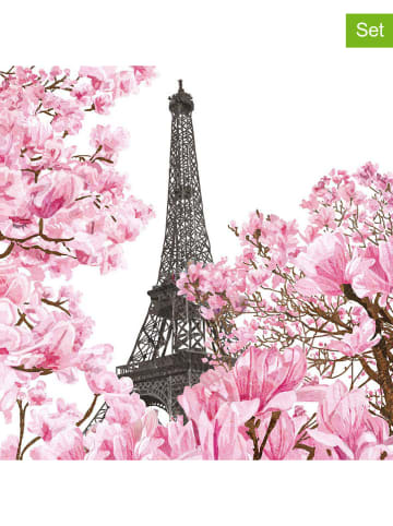 ppd 2-delige set: servetten "April in Paris" lichtroze/grijs - 2x 20 stuks