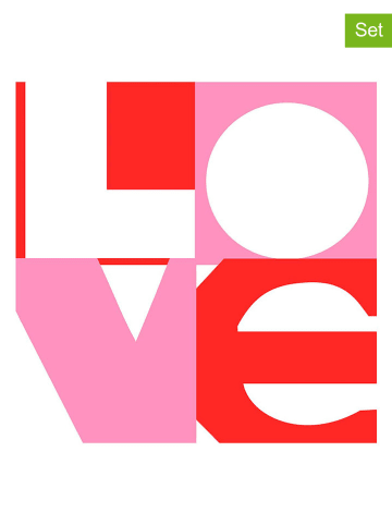 ppd 2-delige set: servetten "Love Graphic" lichtroze - 2x 20 stuks