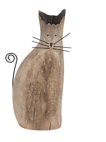 Clayre & Eef Dekofigur "Katze" in Beige - (B)14 x (H)26 x (T)7 cm