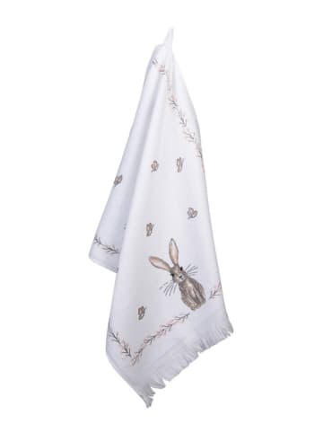 Clayre & Eef Ręczniki (3 szt.) w kolorze biało-brązowym dla gości - 66 x 40 cm