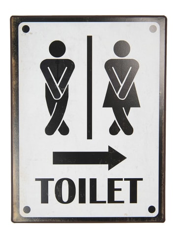 Clayre & Eef Schild "Toilet" in Weiß/ Schwarz - (L)35 x (B)26 cm