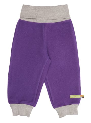 loud + proud Wełniano-polarowe spodnie w kolorze fioletowym