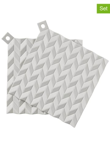 RIG-TIG 2er-Set: Topflappen "Hold on" in Grau - (L)20,5 x (B)20,5 cm