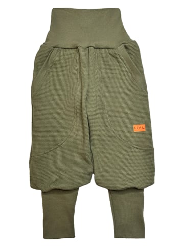 LiVi Spodnie "Waffeljersey khaki" w kolorze szarobrązowym