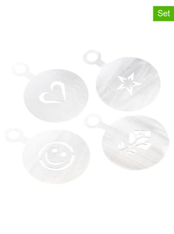 Chefware 4-delige set: koffiesjablonen zilverkleurig - Ø 8,5 cm
