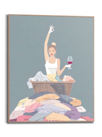 Orangewallz Druk artystyczny "Laundry Wine" w ramce - 40 x 50 cm
