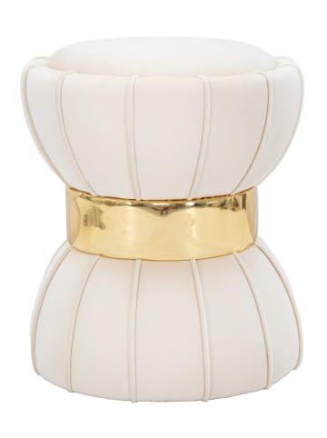 Mauro Ferretti Hocker "Flower" in Weiß/ Gold - (H)44 x Ø 40 cm