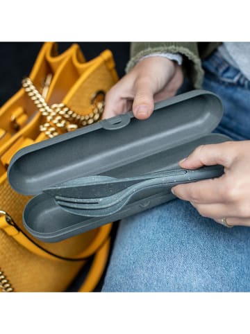 koziol Pojemniki (2 szt.) "Klikk" w kolorze jasnobrązowym na sztućce - dł. 24 cm