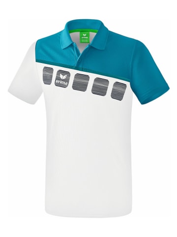 erima Trainingspoloshirt "5-C" wit/turquoise