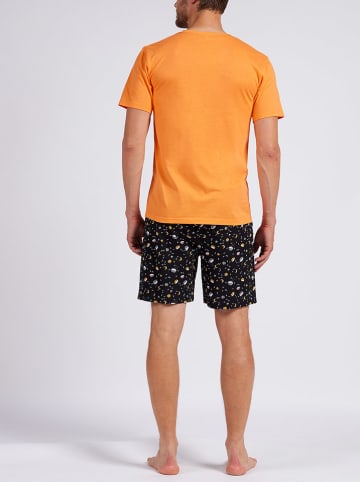 ALAN BROWN Pyjama in Orange/ Schwarz