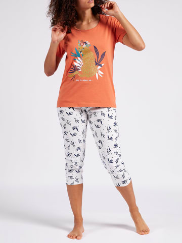 Melissa Brown Pyjama oranje/wit