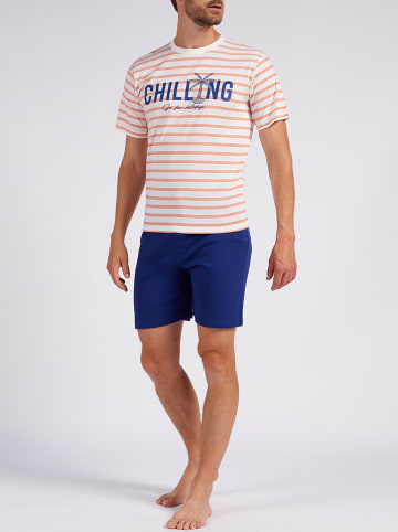 Daniel Hechter Pyjama wit/oranje/donkerblauw