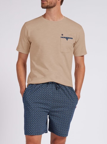 Dodo Homewear Piżama w kolorze beżowo-granatowym
