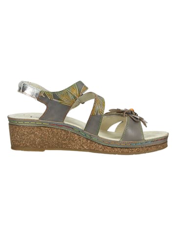 LAURA VITA Leren haksandalen grijs