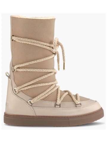 INUIKII Skórzane botki "Classic High Laced" w kolorze beżowym