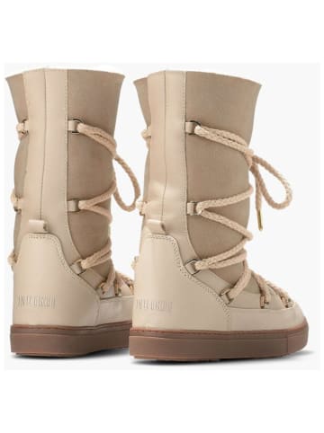 INUIKII Skórzane botki "Classic High Laced" w kolorze beżowym