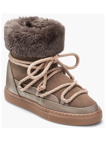 INUIKII Leder-Sneakers "Classic High" in Taupe