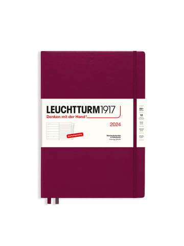 LEUCHTTURM1917 Kalendarz tygodniowy i notatnik w kolorze bordowym - 22,5 x 31,5 cm