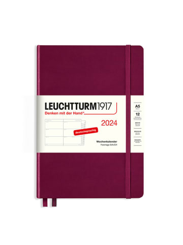 LEUCHTTURM1917 Kalendarz tygodniowy w kolorze bordowym - 14,5 x 21 cm