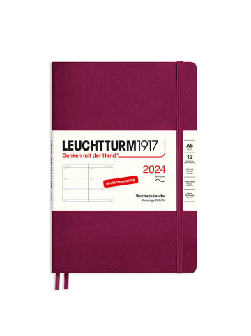 LEUCHTTURM1917 Kalendarz tygodniowy w kolorze bordowym - 14,5 x 21 cm