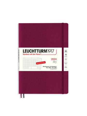 LEUCHTTURM1917 Planer miesięczny w kolorze bordowym - 17,8 x 25,4 cm