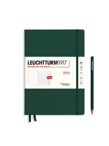 LEUCHTTURM1917 Wochenkalender & Notizbuch in Dunkelgrün -  (B)17,8 x (H)25,4 cm, ENG
