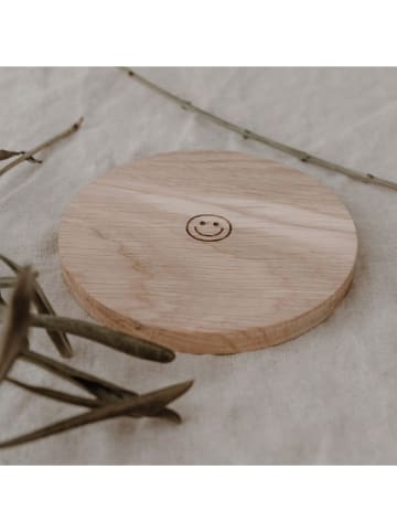 Eulenschnitt Untersetzer "Smiley" in Natur - Ø 11 cm